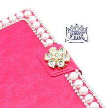 High quality Crystal Flower Pearl Diamond Leather Wallet Stand Flip Phone Universal Case for Mpie MP