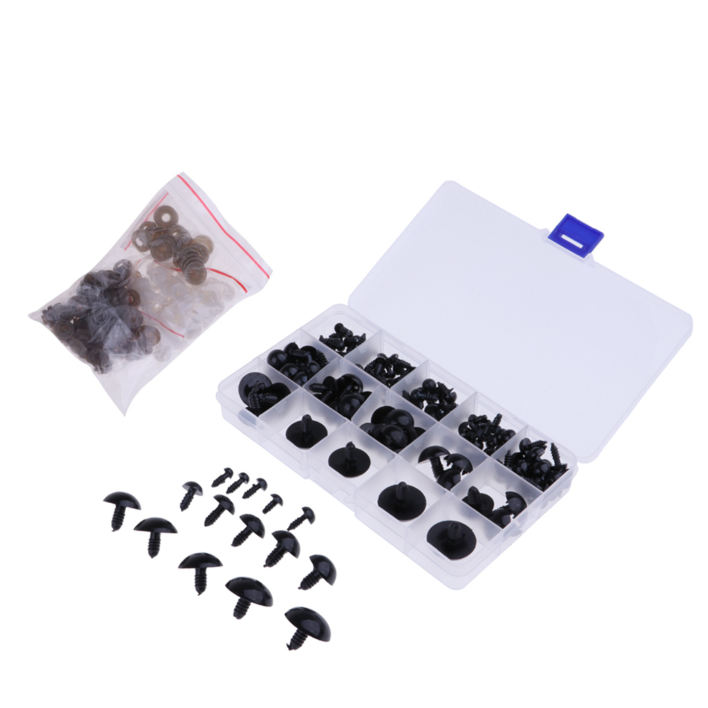 154 pcs 6-24mm Black Plastic Safety Eyes For Teddy Bear Doll Animal Crafts Set