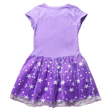 Cleanstock Promotions 2016 Pattern Girl Dress With Mesh Purple Casual Sleeveless A Line Dress For 6
