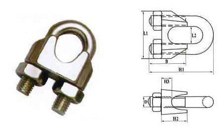 DIN741 WIRE ROPE CLIPS ZINC PLATED M5
