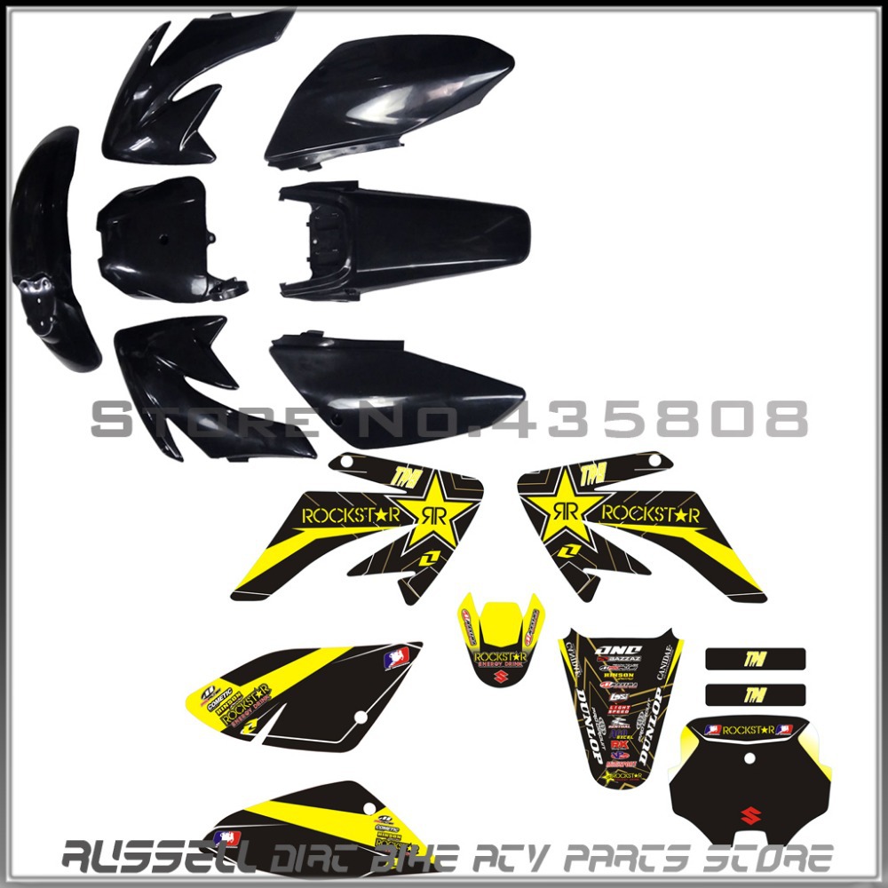Здесь можно купить  CRF70 plastic kits  for Honda 150cc CR pit bikes and 3M graphics decals sticker Black  Автомобили и Мотоциклы