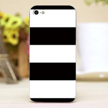 Bold Horizontal Black & White Stripe Design transparent case cover cell mobile phone cases for iphone 4 4s 5 5c 5s hard shell