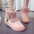 Snow Boots Women Short 2016 Winter Warm Cotton Shoes Winter Shoes Flat Ankle Boots Plush Botines