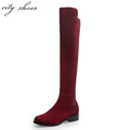 2015 New Winter Women Over Knee Black Boots Fashion Ladies Square