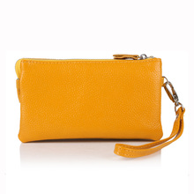 Wholesale 2016 Top Quality women genuine leather wristlet evening clutch female purse messenger bags handbag YB