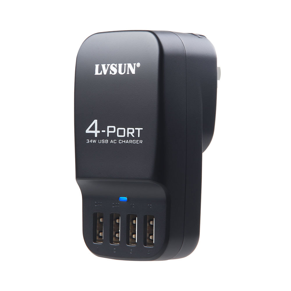 UDOLI Universal 4 Port USB Wall Charger 5V 2.4A Multi Port Travel AC Power Adapter for iPhone 4S 5 5S Samsung Galaxy S4 S5 Note3