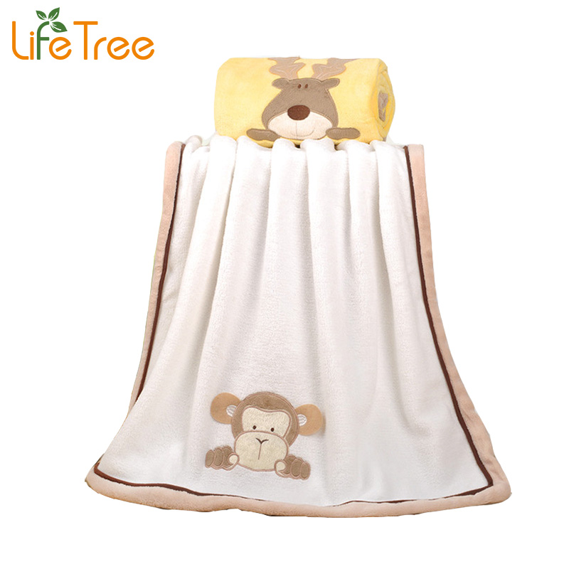 Super Soft Fleece Baby Blanket Infant Crib Bedding Cartoon Monkey Rabbit Bear Blanket Newborn Gift For Boy Girl 76*102cm 4colors