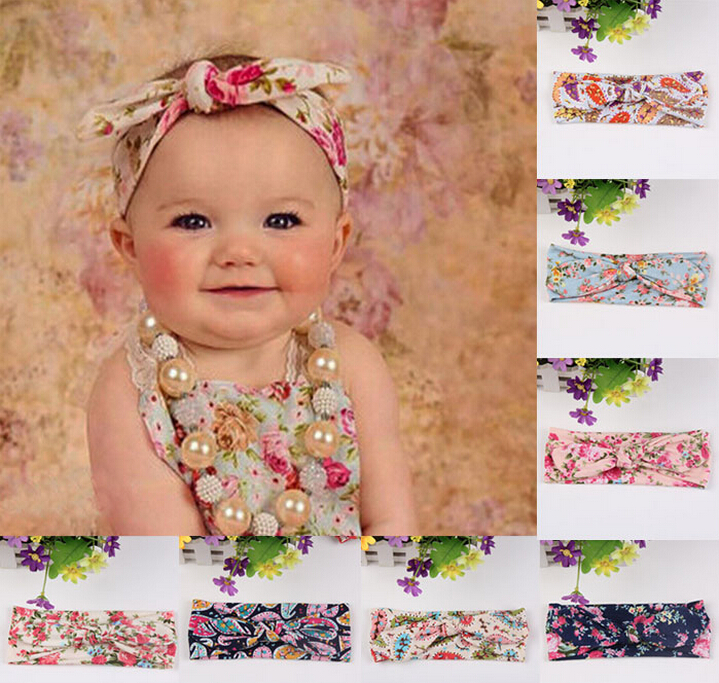 1 pieces New Cute Newborn Baby Cool Printing Knot Elasticity Headband Cotton Children Girls Baby Hair