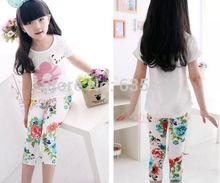 Free Shipping New Cuhk children baby Girls Colorful Floral printing milk Silk Leggings Pants Hot