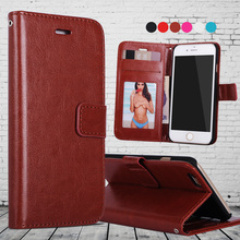 Leather Flip Wallet Case for iPhone 6 With Card Holder and Strap Phone Cover