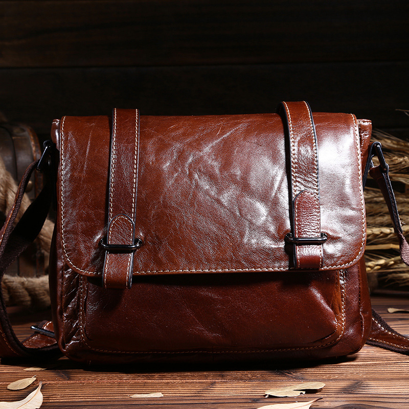 New Hot Vintage fashion genuine leather business men messenger bags with high quality casual travel shoulder