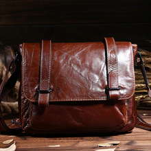New Hot Vintage fashion genuine leather business men messenger bags with high quality casual travel shoulder