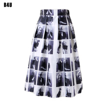 50s 60s Vintage Skirt Marilyn Monroe Plaid Prints Retro Pleated Midi Skirts 2016 High Waist Skater Faldas Saias Femininas FS0037