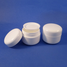 24 WHITE 1oz 30ml Plastic Cosmetic Double Wall Cream Jars Containers Makeup New (AY62-20)