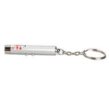 Mini 2in1 Laser Torch Flashlight Portable LED Light Torch Keychain Silver High Quality