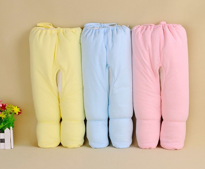 newborn baby footed pant 100 cotton waist tieing open seat filled pants padded trousers foot