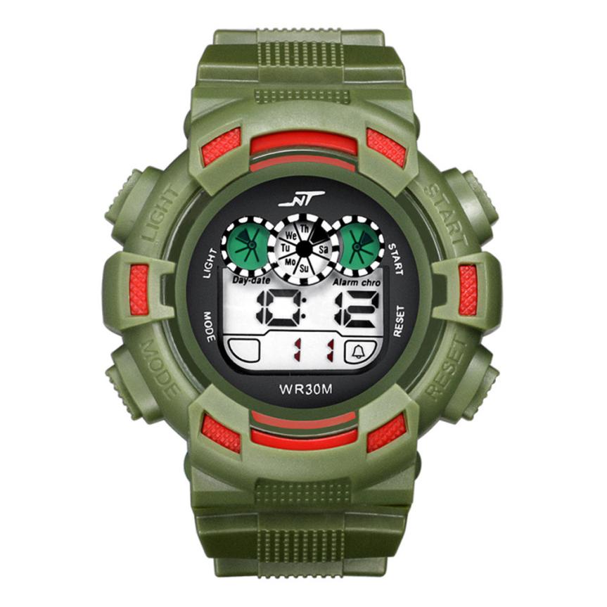 2016 Yoner Watch Mens LED Digital Date Alarm Waterproof Rubber Sports Army Wristwatch