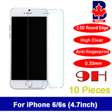 10pcs/lot HD anti-Explosion 2.5D 0.3mm 9H Hardness Premium Tempered Glass screen protector for Iphone 6 6s 4.7 protective film