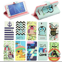 10 style cute owl pattern Leather Stand Case For Sony Xperia C3 S55T S55U with Card Slot Cell Phone bags Cases Accessories YD