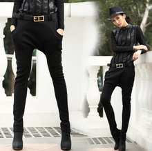 (Give belt) 2016 New Casual Athletic Hip Hop Dance Sport Big crotch Pants women baggies harem Trousers womens skinny sweatpants