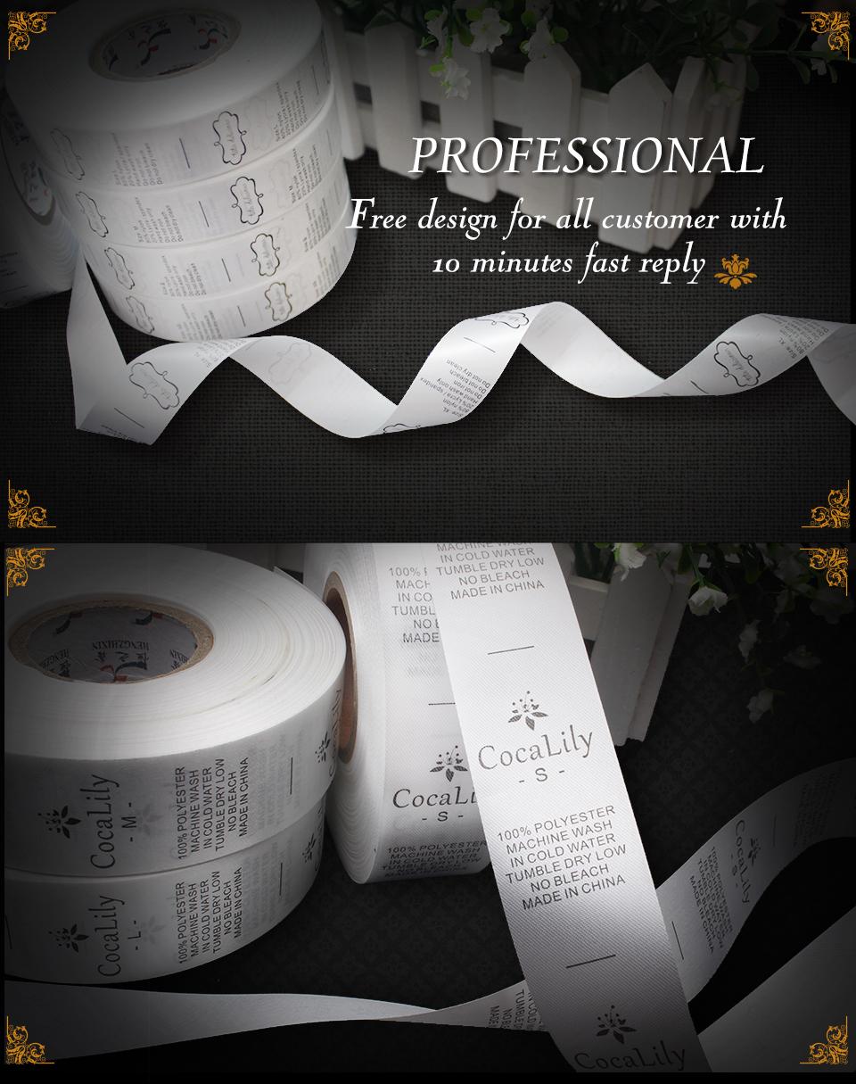 Description Picture 2 of itemFree shipping customized/custom design garment/clothing printed silk material wash label/ care labels