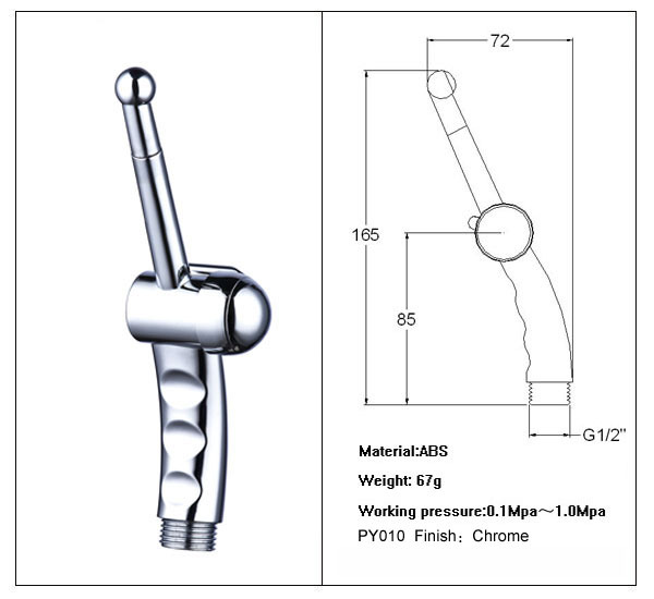 Toilet Bathroom ABS Chrome Finish Handheld Bidet Shower Diaper Sprayer Women Shattaf