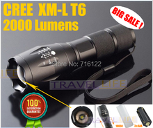 Promotions Ultrafire E17 2000 Lumens 5-Mode CREE XM-L T6 LED Flashlight Zoomable Focus Torch by 1*18650 or 3*AAA Free shipping