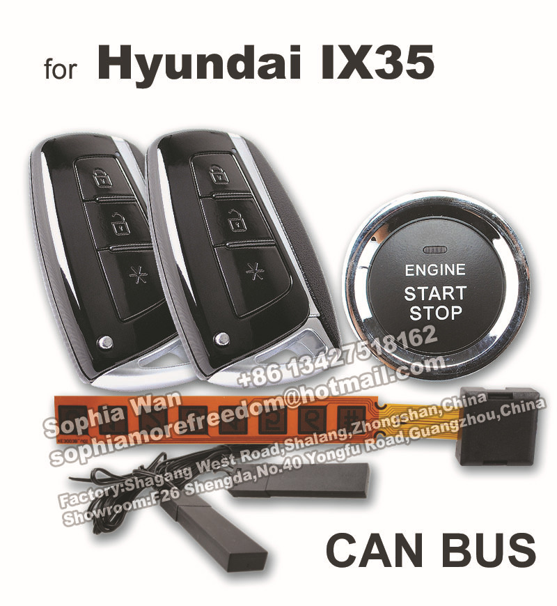 For Hyundai IX35 CAN BUS Plug Play car alarm push button start smart key keyless entry