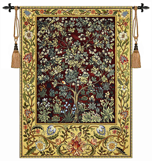 William morris-the tree of life Red 89cm X 68cm medieval wall hanging tapestry home textile decoration aubusson