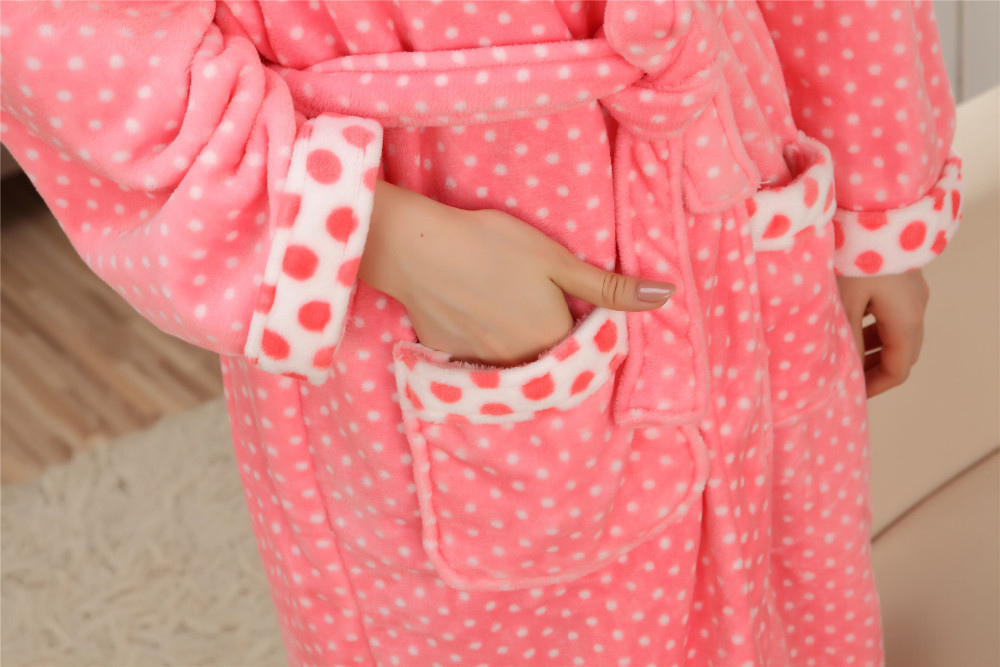 New Listing Polka Dot Princess Sleepwear For Women Thick Flannel Pajamas Nightgown Wholesale_7