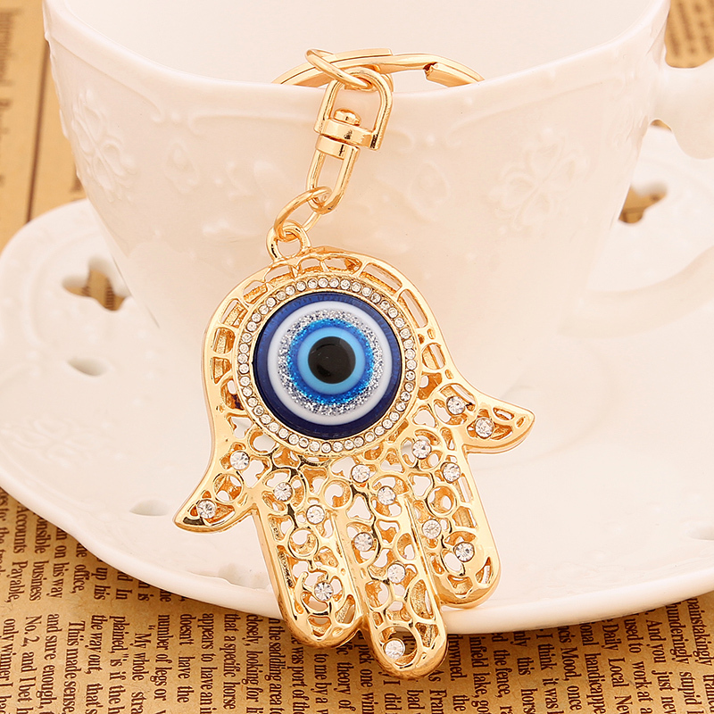 Novelty Rhinestone Hand eye Metal Key Chains Ring Holder Fashion Crystal Palm Keychain Keyring Purse Charm Pendant Gift Jewelry