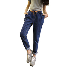 Plus Large Size XL-5XL 2016 Summer New Women Ankle-Length Jeans Pant Hot Selling Fashion Casual Elastic Waist Show Slim Pants