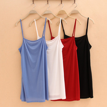 Women lining Camisole Solid Sleeveless Summer Tank TOP Vest Spaghetti Strap Basic Under SLIP Tee Shirt Mini Dress Size S/M/L/XL