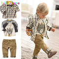Kids Boys Costume Children Clothes Plaid Coat T Shirt Pants 3pcs Baby Suits Toddler Boy Clothing