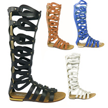 Tide Shoes Sandals Sexy Plus-size Leisure Cut-OutsFlats High shaft Cool Boots Summer Shoes Women leather -pu Fashionable joker