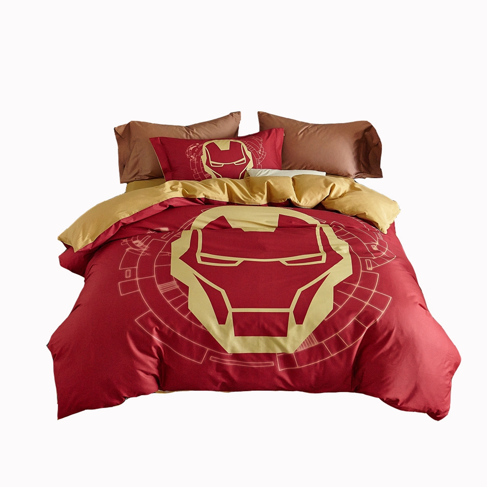 Wholesale 100 Cotton Bedding Set Queen Single Size Iron Man Duvet