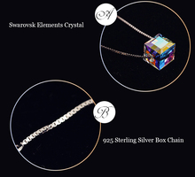 925 Sterling Silver Fashion Svarovski Elements Crystal Magic Cube Necklace Pendant Box Chain Charming Fine Jewelry