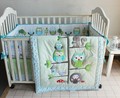 Promotion 7PCS Cartoon Owl Crib Bedding Set Baby Cots Bumpers in The Crib Baby Bedding Cotton