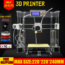 Update Size 220*220*240mm Precision Reprap Prusa i3 DIY 3D Printer Kit With 3Rolls Filament 8G SD Card Software Video For Free