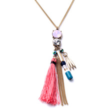 Ethnic Style Pendant 2015 Classic Women Fashion Daily Accessories Rope Tassel Long Necklace Wholesale