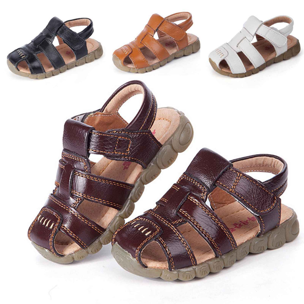 New Boy's Genuine Leather Sandals For Children Summer Breathable