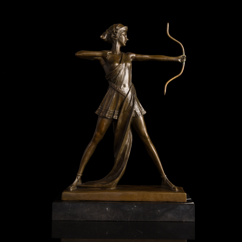 WholesaleModernWesternFemalearchersculpturebronzestatueart