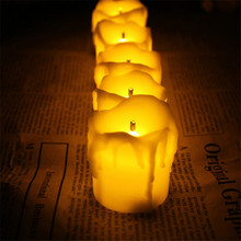 Set of 6 Flameless Candles With Timer, Yellow Flicker Battery Operated Votive Candles,Timer Tealights For Church Decoration