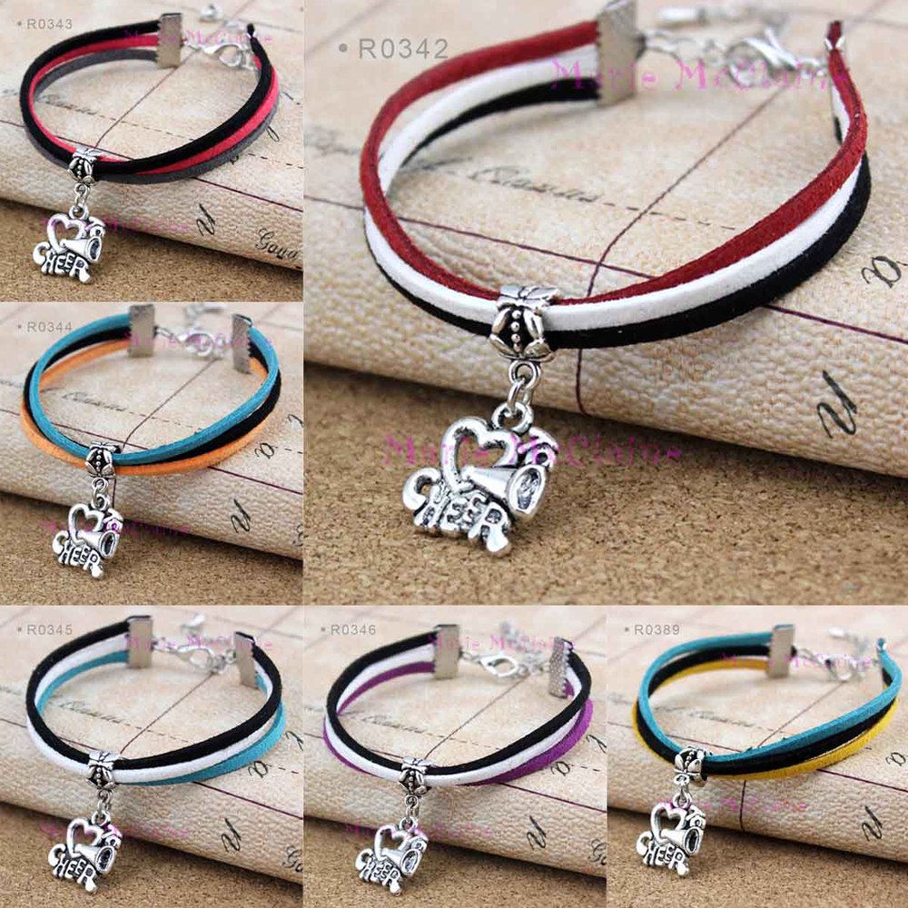 Whole I Love To Cheer Megaphone Dangle Charm Bracelet R03813 Jpg