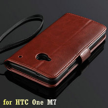 Luxury Vintage Wallet Stand Design PU Leather Case Cover For HTC One M7 Phone Bag Black White Brown Drop Ship
