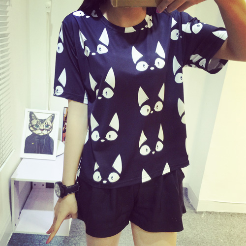 Aliexpress.com : Buy 2015 Korean Street Fashion Women Cute Cartoon Cat ...