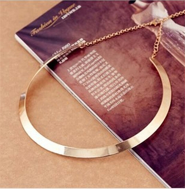 Fashion Making simple shape metal texture collar Alloy necklace Free Shipping 2015 New Collier Gold Plated
