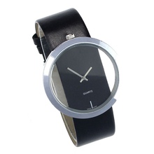 Big Dial reloj mujer Transparent Hollow Ladies Watches Simple Faux Leather Watches for Women Analog Quartz Watch