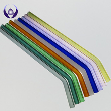 Colored Bubble Tea Bent Glass Drinking Straws 12mm 9Inch With Free Brush For Home Kitchen