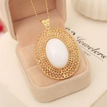 Free Shipping 10 mix order 2014 New Fashion Vintage Jewelry oval cutout necklace female long lovers